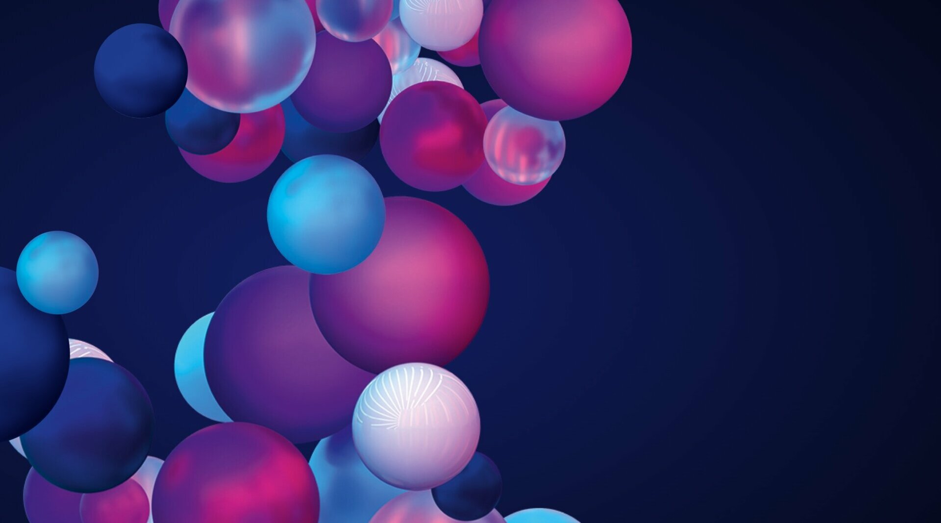 Das Logo der BW Stiftung: Viele bunte Kugeln auf dunklem Hintergrund