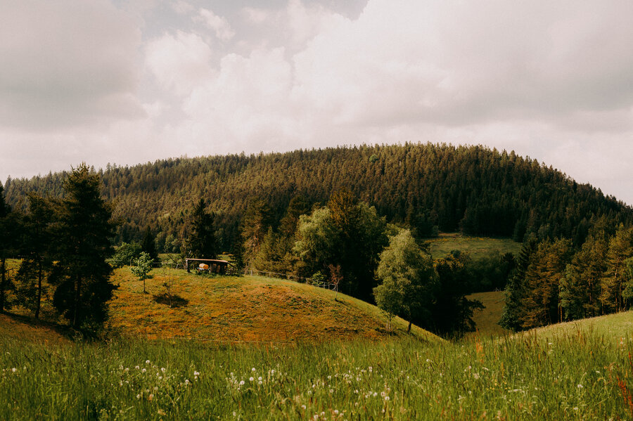 Aufnahme einer süddeutschen Landschaft. 